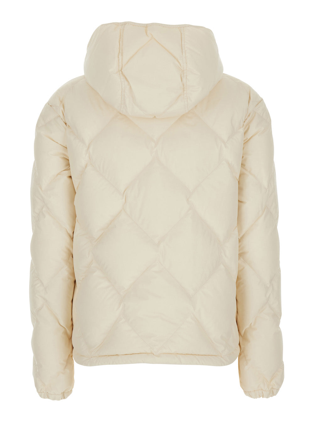 Moncler Women 'Arvouinne' White Down Jacket With Hood And Logo Patch On The Sleeve In Tech Fabric For Women