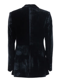 P.A.R.O.S.H. Women Black Double-Breasted Jacket With Peak Revers In Velvet For Women