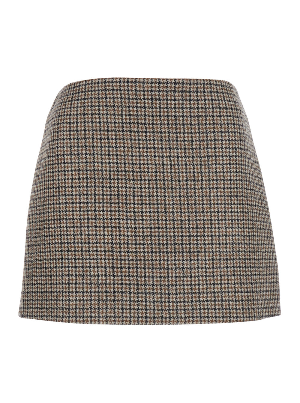 P.A.R.O.S.H. Women Beige Miniskirt With All-Over Check Motif In Wool For Women
