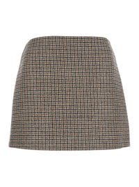 P.A.R.O.S.H. Women Beige Miniskirt With All-Over Check Motif In Wool For Women