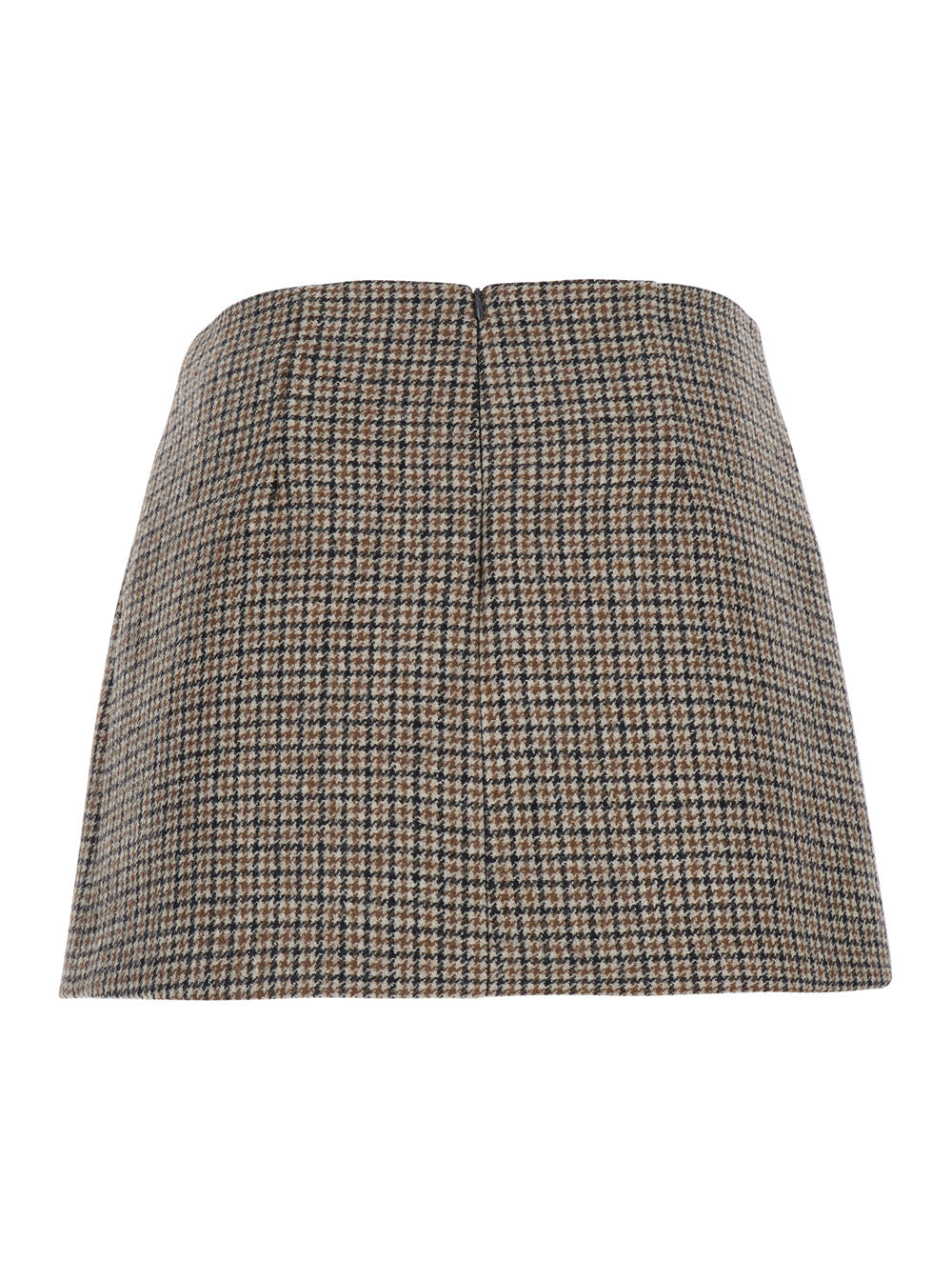 P.A.R.O.S.H. Women Beige Miniskirt With All-Over Check Motif In Wool For Women