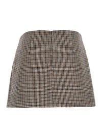 P.A.R.O.S.H. Women Beige Miniskirt With All-Over Check Motif In Wool For Women