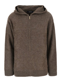 'S MAXMARA 'S Maxmara Women Brown Hooded Sweatshirt With Front Zip Closure In Wool For Women