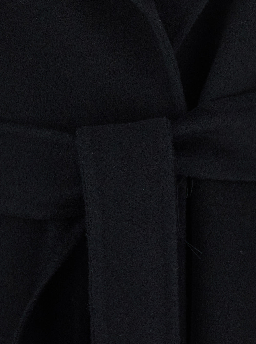 'S Maxmara Women 'Poldo' Black Coat With Notched Revers And Front Belt Closure In Wool For Women