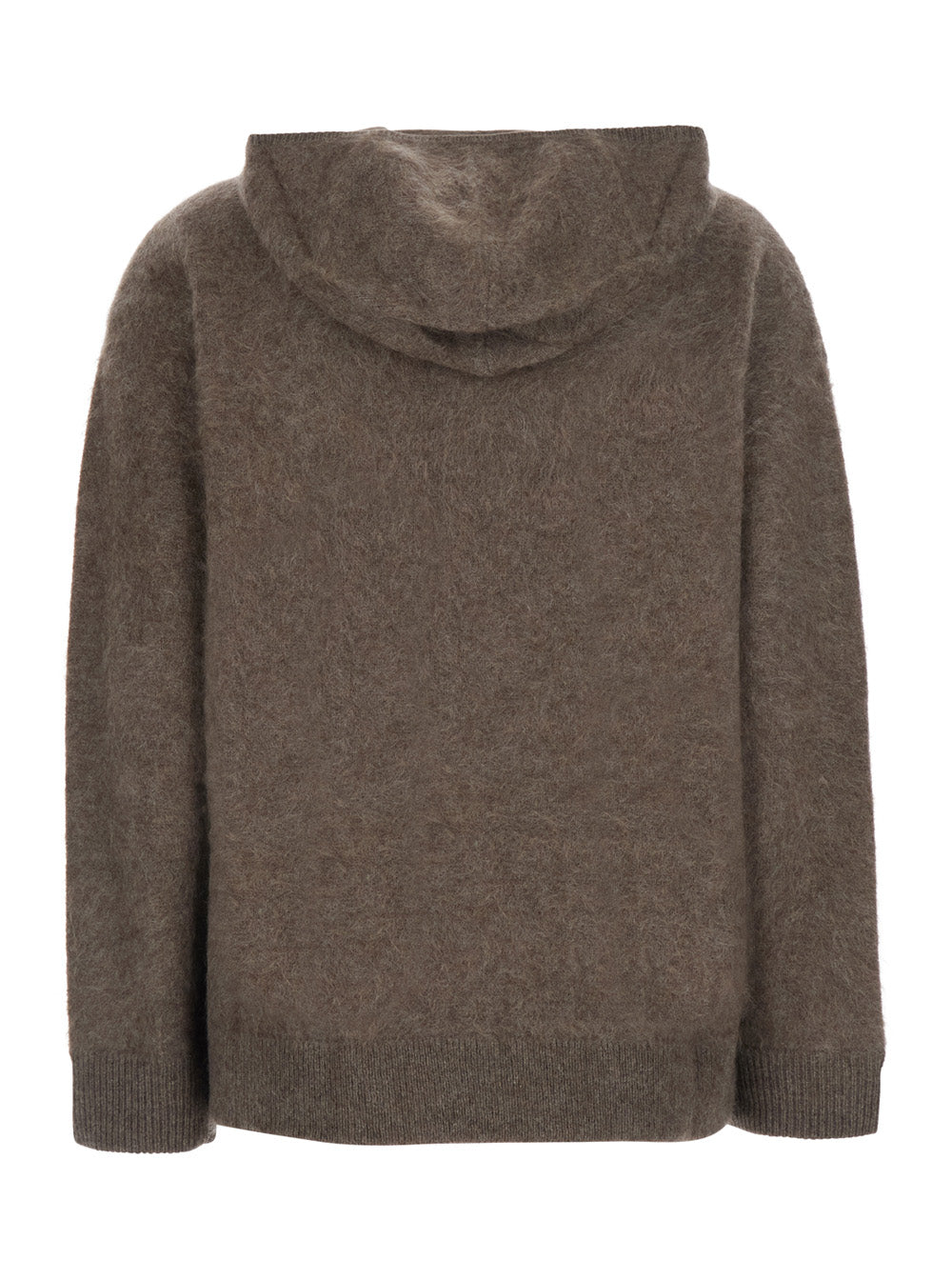 'S MAXMARA 'S Maxmara Women Brown Hooded Sweatshirt With Front Zip Closure In Wool For Women