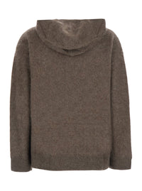 'S MAXMARA 'S Maxmara Women Brown Hooded Sweatshirt With Front Zip Closure In Wool For Women
