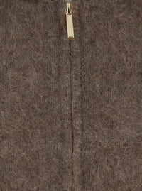 'S MAXMARA 'S Maxmara Women Brown Hooded Sweatshirt With Front Zip Closure In Wool For Women