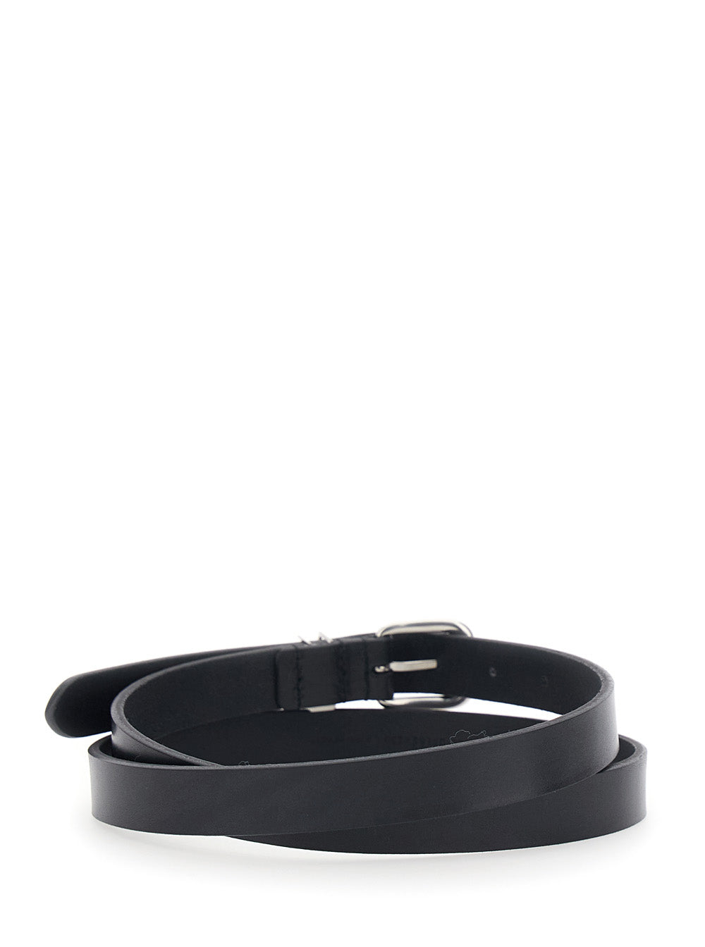 Saint Laurent Men Belt With Cassandre Plate On The Front And Adjustable Buckle In Black Leather For Men
