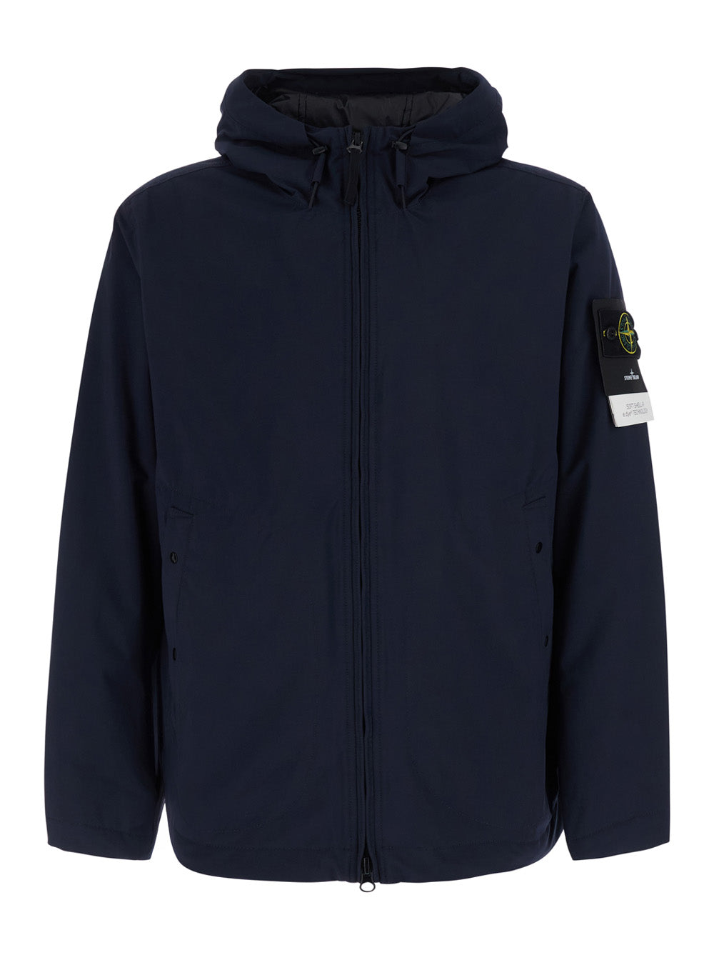 Stone Island Men Blue Jacket With Hood And Logo Patch On The Sleeve In Tech Fabric Men