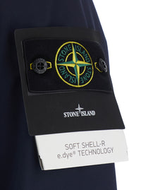 Stone Island Men Blue Jacket With Hood And Logo Patch On The Sleeve In Tech Fabric Men