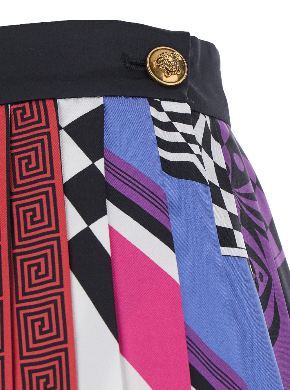 Versace Women Multicolor Pleated Skirt With All-Over Print In Silk For Women