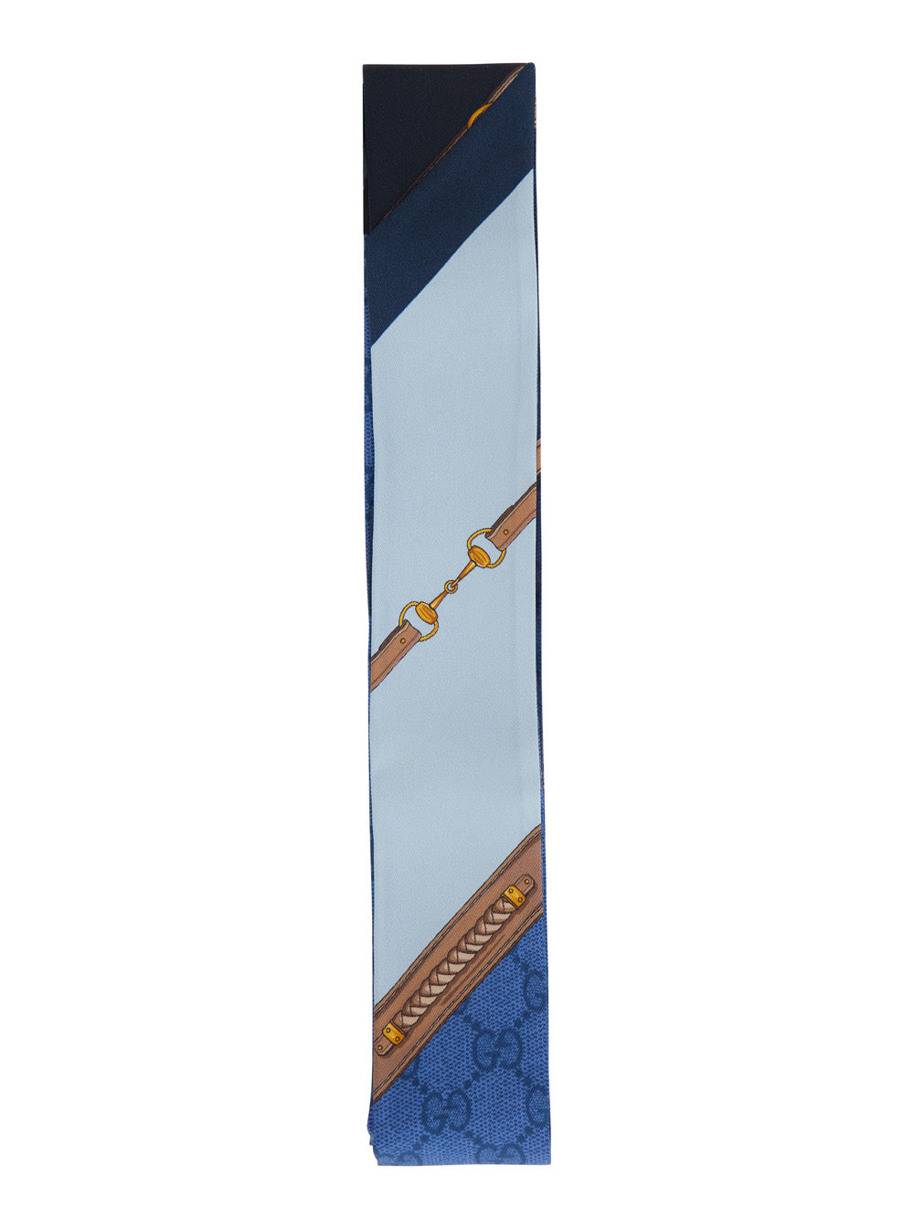 Gucci Women Blue Scarf With All-Over Print In Gg Silk For Women
