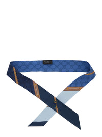 Gucci Women Blue Scarf With All-Over Print In Gg Silk For Women