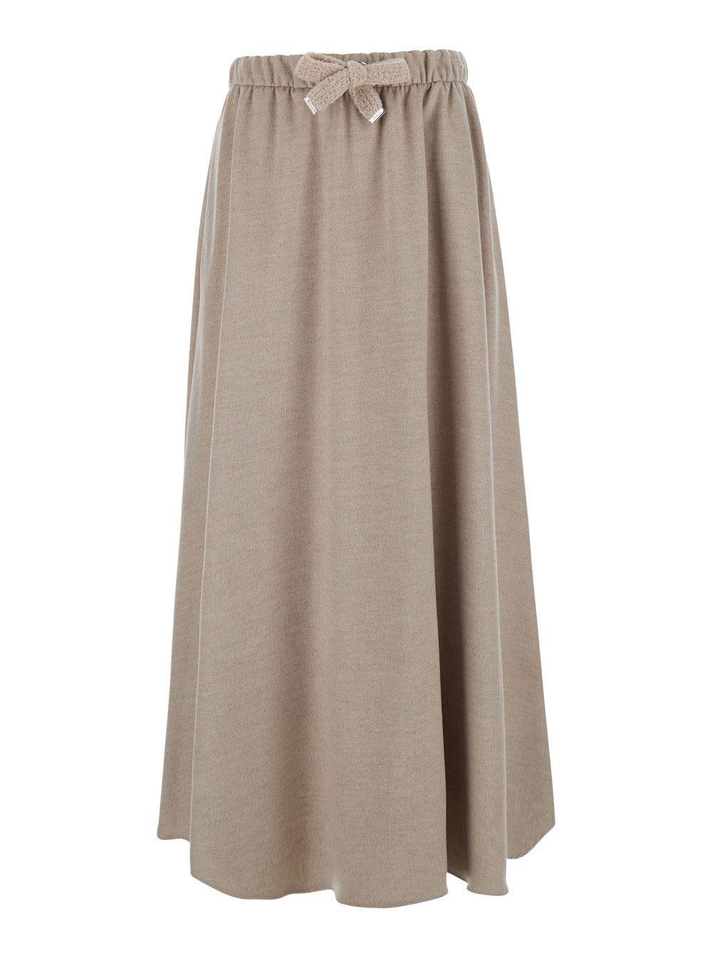 Herno Women Beige Skirt With Elasticated Waistband And Drawstring In Flannel For Women