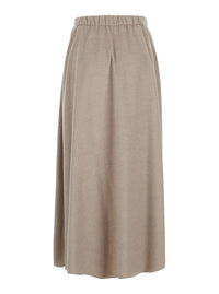 Herno Women Beige Skirt With Elasticated Waistband And Drawstring In Flannel For Women