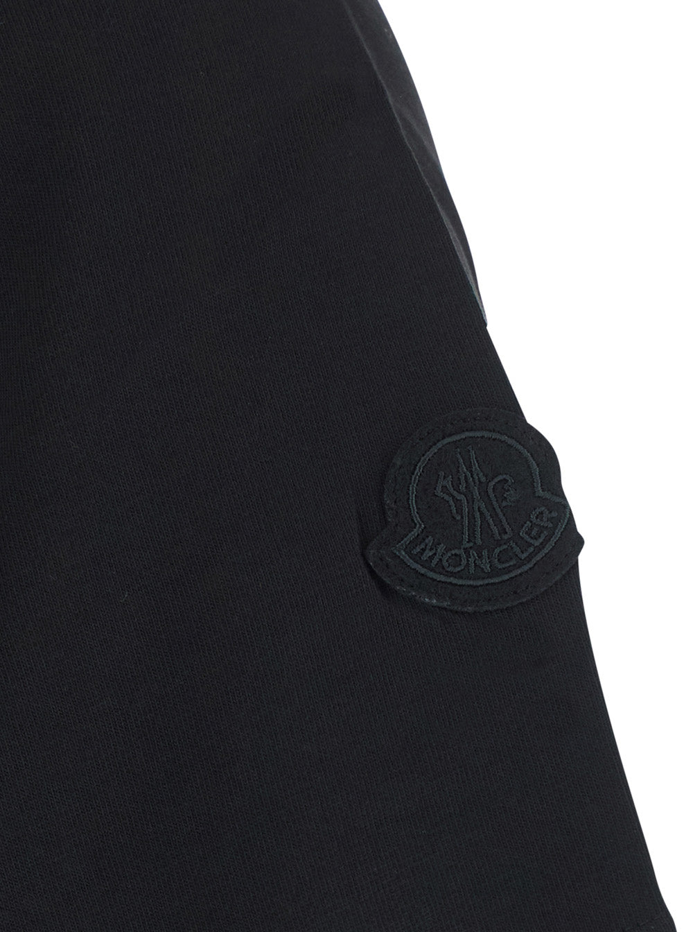 Moncler Men Black T-Shirt With Logo On The Front And Logo Patch On The Sleeve In Cotton For Men