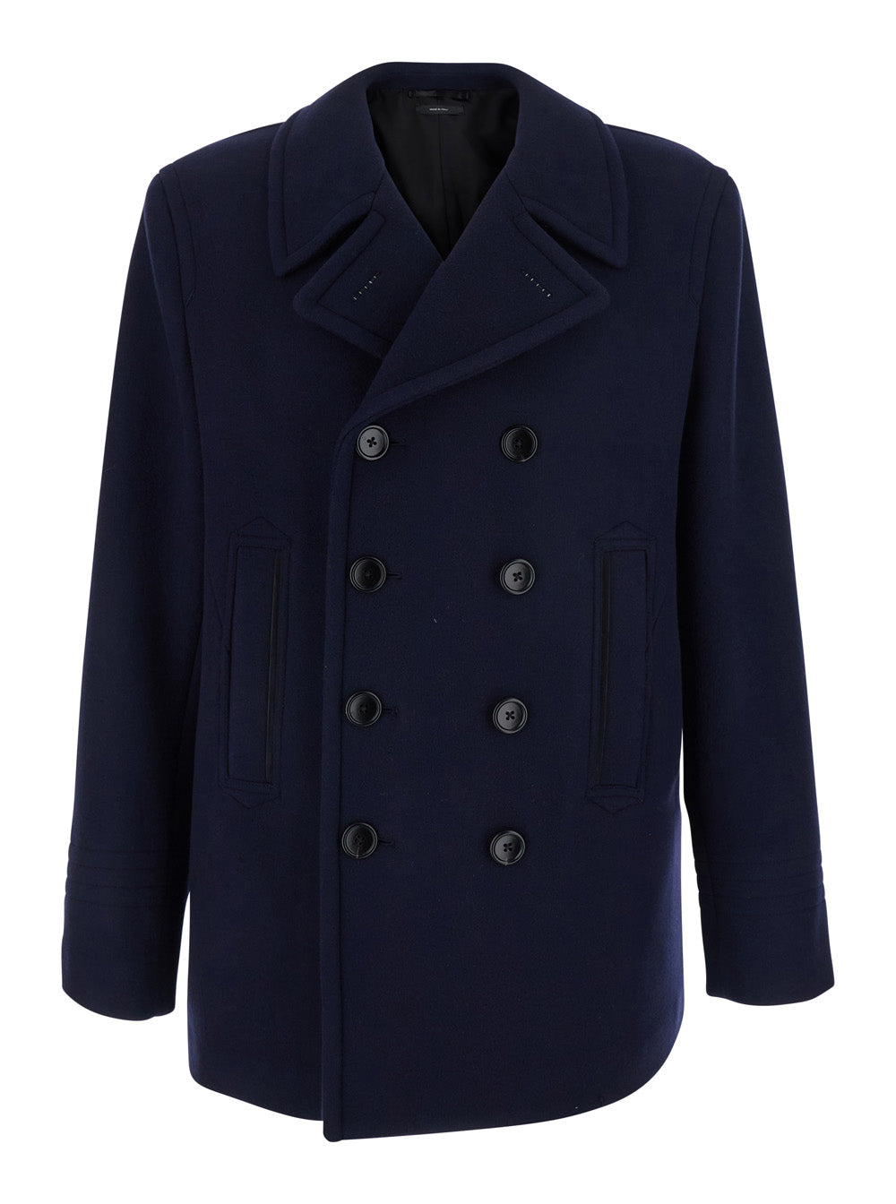 Tom Ford Men Blue Double-Breasted Jacket With Notched Revers In Wool For Men