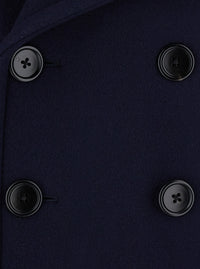 Tom Ford Men Blue Double-Breasted Jacket With Notched Revers In Wool For Men