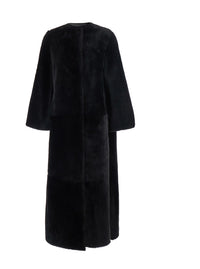 Yves Salomon Women Brown Shearling Coat With Round Collar And Snap Button Closure On The Front In Fur For Women
