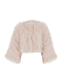 Yves Salomon Women White Short Shearling Jacket With Round Collar And Three-Quarter Sleeves In Fur For Women