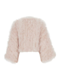 Yves Salomon Women White Short Shearling Jacket With Round Collar And Three-Quarter Sleeves In Fur For Women