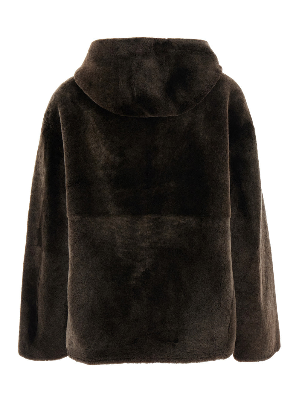 Yves Salomon Women Brown Shearling Jacket With Fixed Hood In Fur For Women