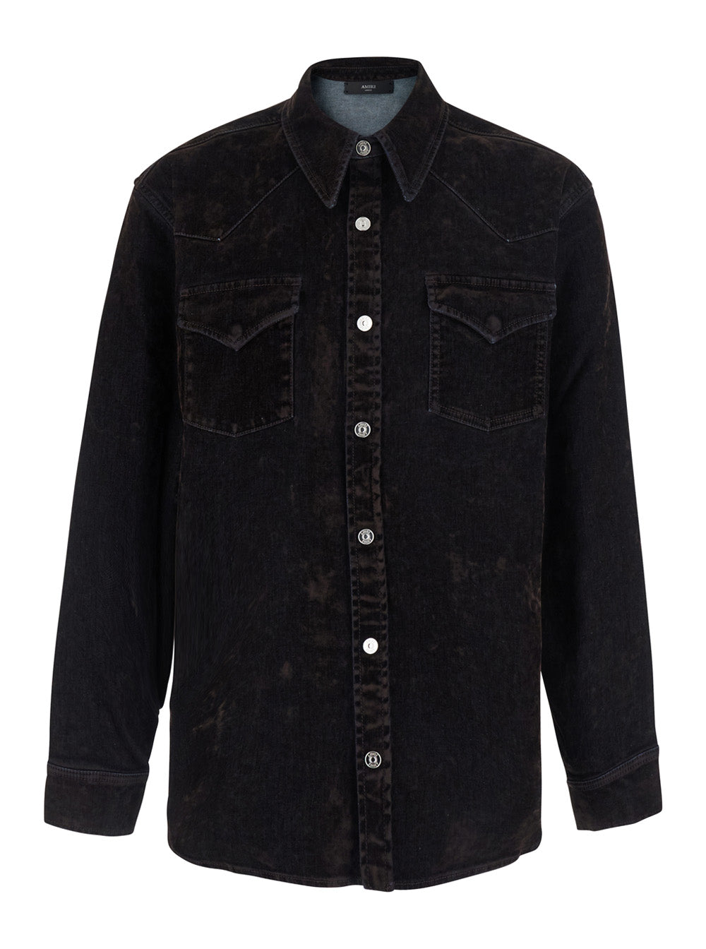 Amiri Men Brown Shirt With Classic Collar And Two Patch Pockets On The Front In Denim For Men