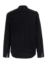 Amiri Men Brown Shirt With Classic Collar And Two Patch Pockets On The Front In Denim For Men