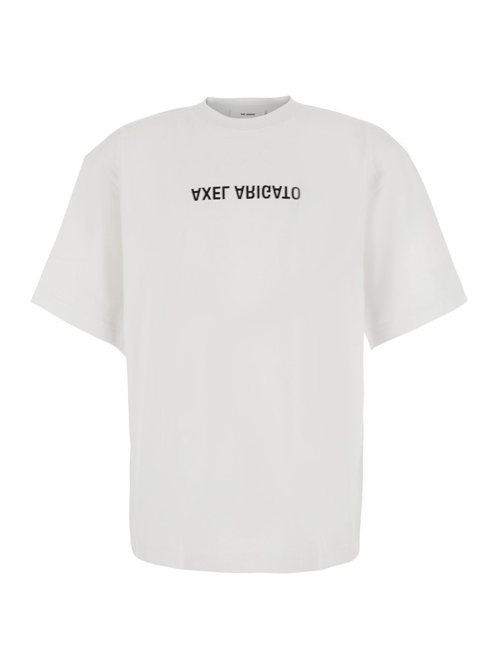 Axel Arigato Men White Round Neck T-Shirt With Logo Lettering On The Front In Cotton For Men