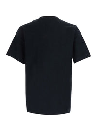 Burberry Men Black Crew Neck T-Shirt With Ekd Embroidery On The Front In Cotton For Men