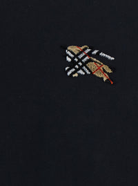 Burberry Men Black Crew Neck T-Shirt With Ekd Embroidery On The Front In Cotton For Men