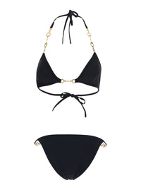 Gucci Women Black Bikini With Triangle Top And Adjustable Closure With Horsebit In Stretch Cotton For Women
