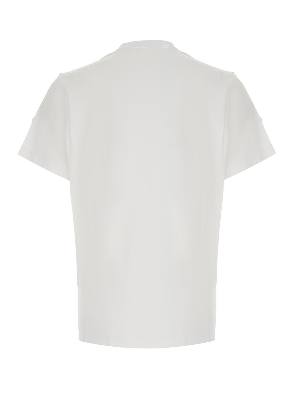 Moncler Men White T-Shirt With Logo On The Front And Logo Patch On The Sleeve In Cotton For Men