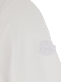 Moncler Men White T-Shirt With Logo On The Front And Logo Patch On The Sleeve In Cotton For Men