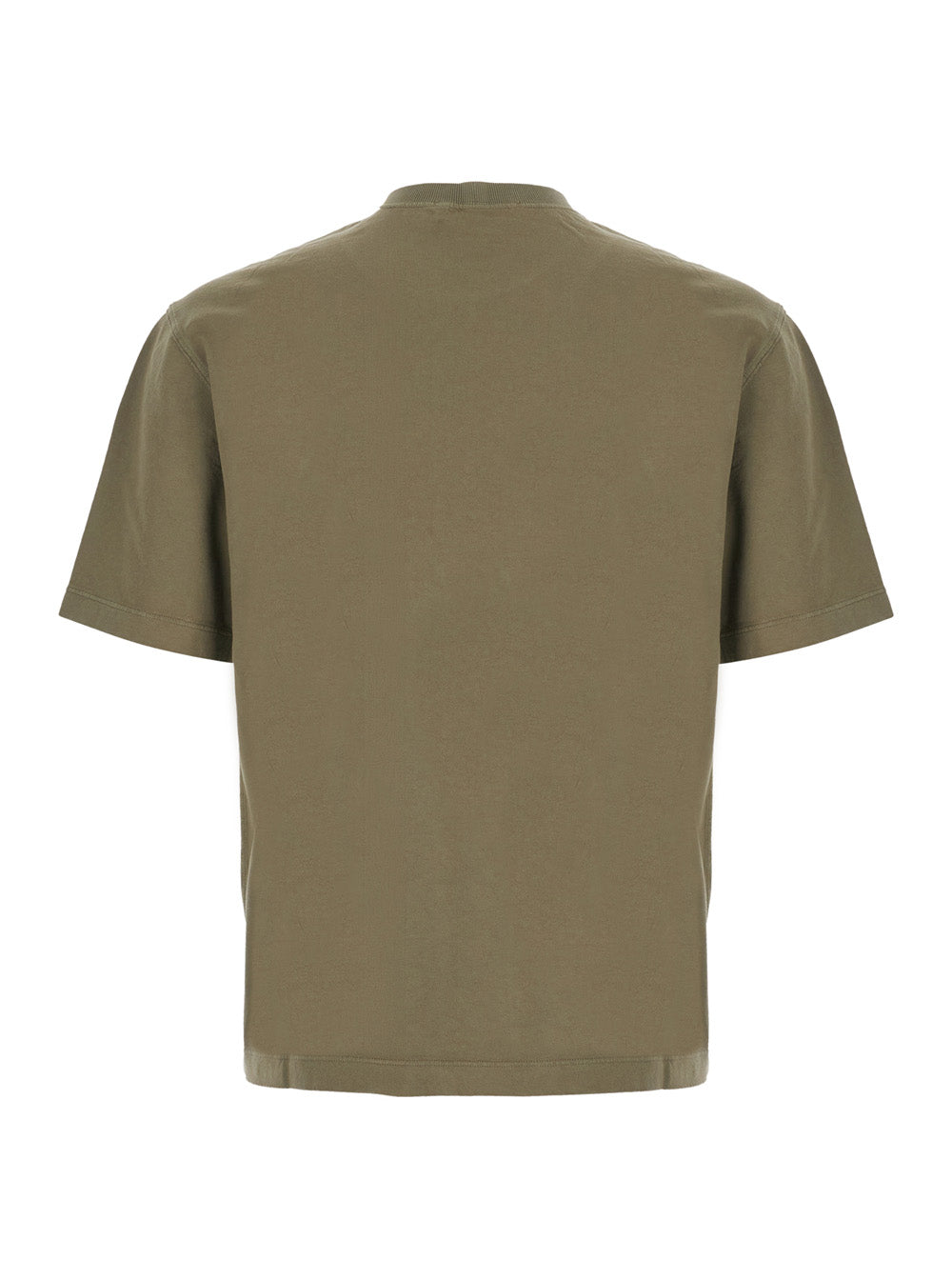 Stone Island Men Green Crew Neck T-Shirt With Logo Patch On The Front In Cotton For Men