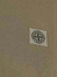 Stone Island Men Green Crew Neck T-Shirt With Logo Patch On The Front In Cotton For Men