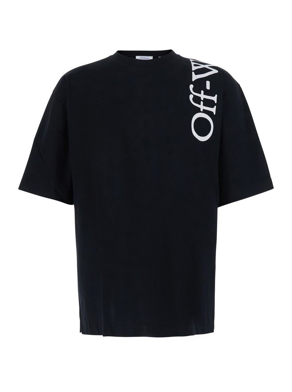Off-White Men Black Crew Neck T-Shirt With Logo Lettering In Cotton For Men