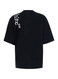Off-White Men Black Crew Neck T-Shirt With Logo Lettering In Cotton For Men