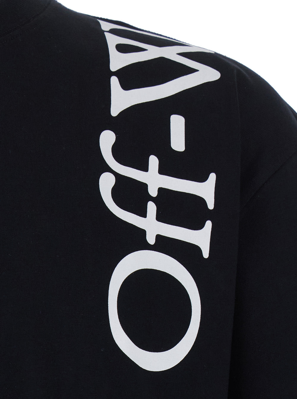 Off-White Men Black Crew Neck T-Shirt With Logo Lettering In Cotton For Men