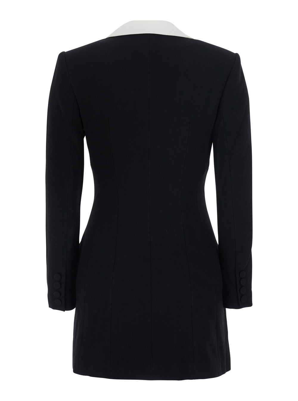 Self-Portrait Women Black Jacket With Contrasting V-Neck And Jewel Buttons In Wool For Women