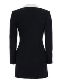 Self-Portrait Women Black Jacket With Contrasting V-Neck And Jewel Buttons In Wool For Women
