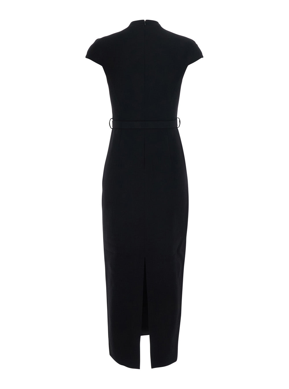 Self-Portrait Women Black Long Dress With Bow On The Front And Belt In Wool For Women