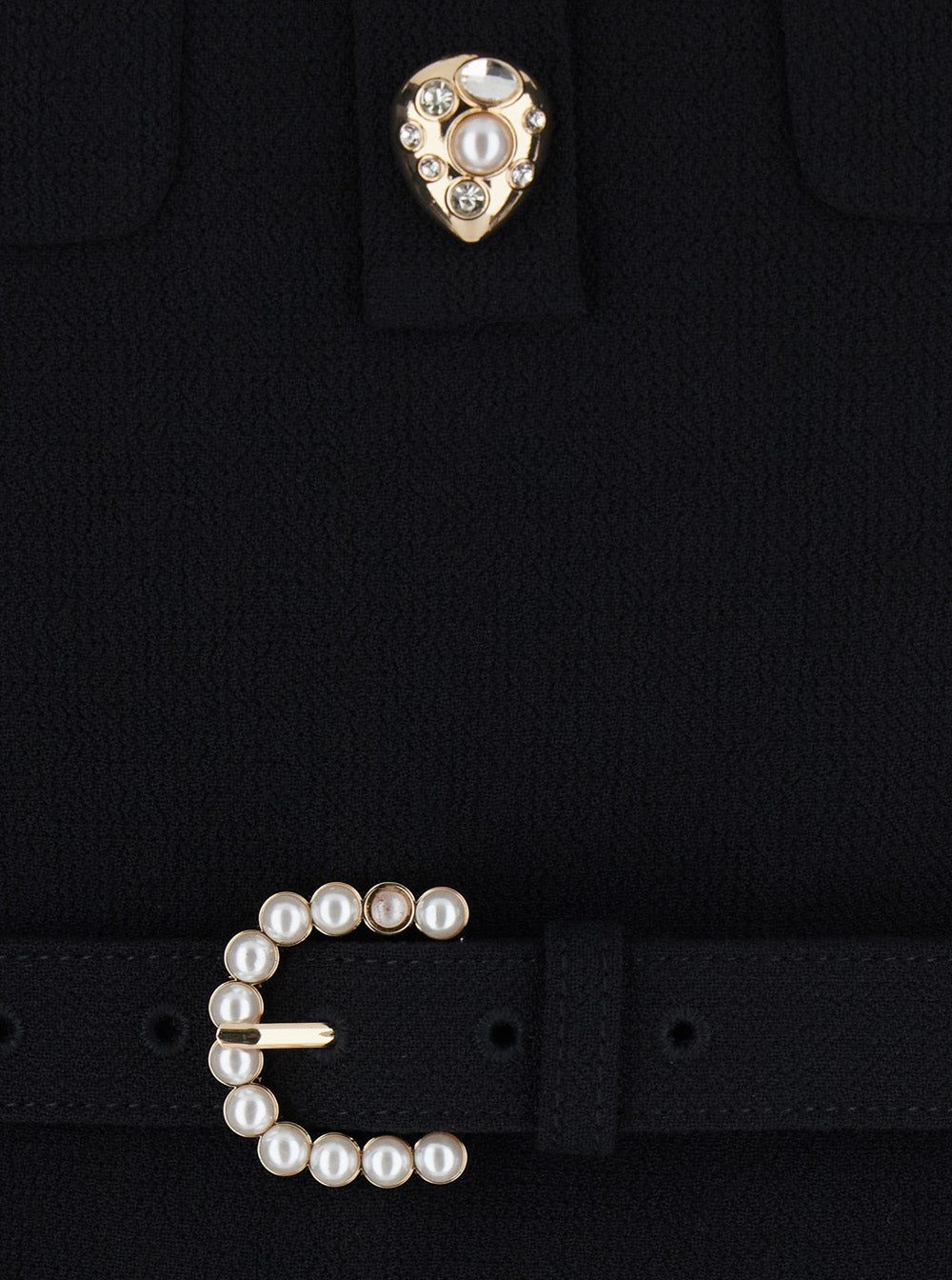 Self-Portrait Women Black Long Dress With Bow On The Front And Belt In Wool For Women