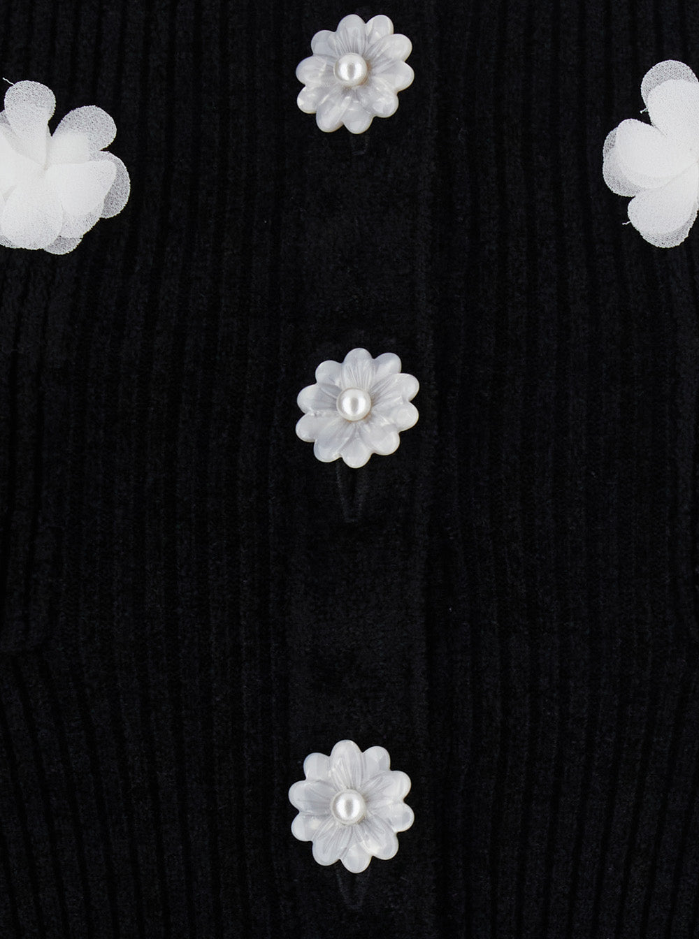Self-Portrait Women Black Mini Dress With Floral Decorations In Blend Viscose Women