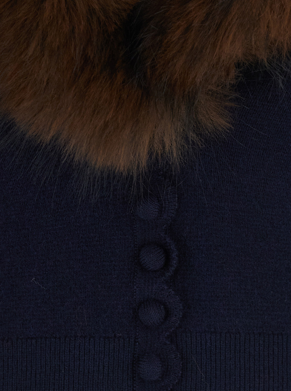 Self-Portrait Women Cardigan In Knit With Synthetic Fur And Long Sleeves In Blue For Women