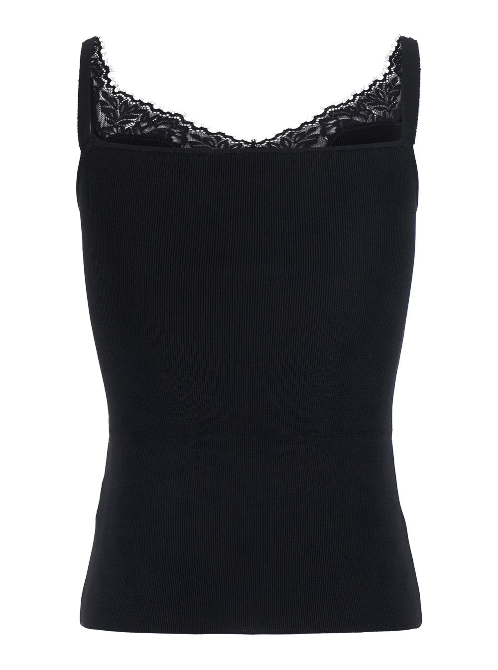 SELF-PORTRAIT Self-Portrait Women Black Sleeveless Top With Lace Embroidery In Cotton Blend For Women