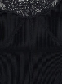 SELF-PORTRAIT Self-Portrait Women Black Sleeveless Top With Lace Embroidery In Cotton Blend For Women