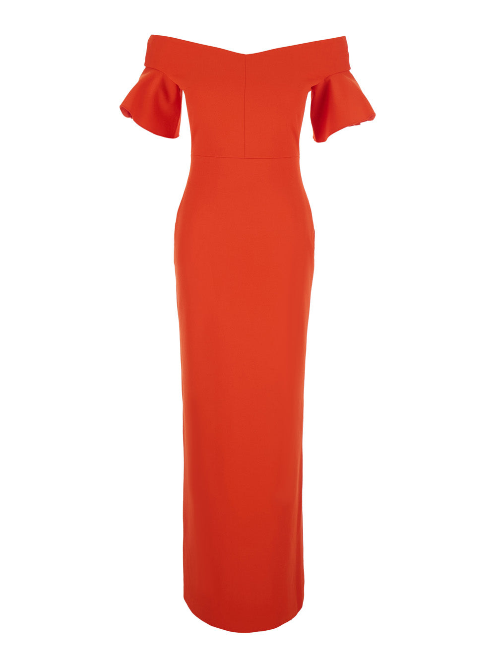 SOLACE LONDON Solace London Women 'Cielo' Red Long Dress With Off-Shoulder And Hidden Zip Closure At The Back In Tech Fabric Women
