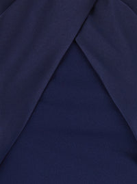 Solace London Women 'Rumi' Blue Long Dress With Crossed Halterneck And Single Slit On The Back In Tech Fabric Women