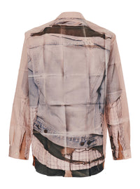 Acne Studios Men Pink Shirt With Classic Collar And Trompe L'oeil Print In Cotton For Men